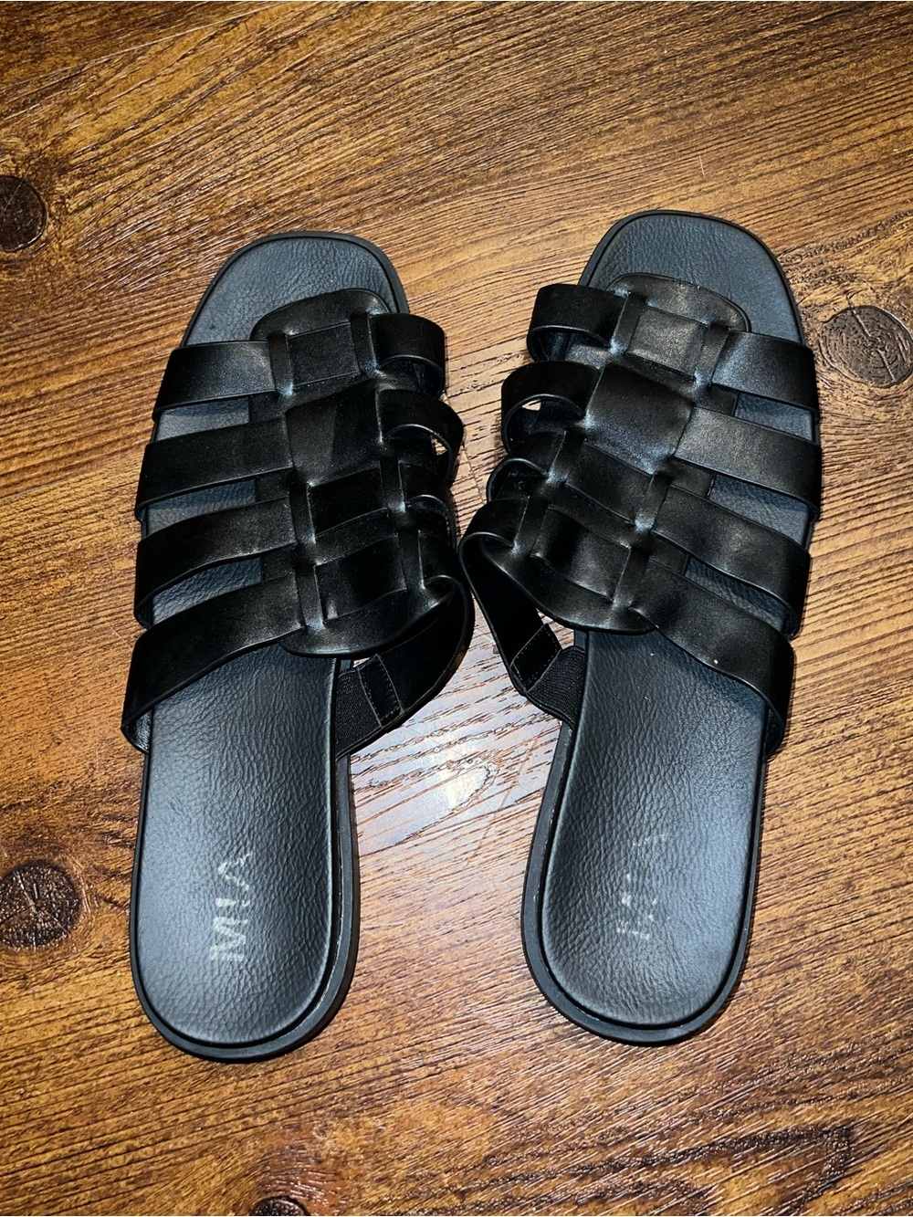 MIA Black Woven Strap Comfortable Slip-On Slide Sandals Size 8.5